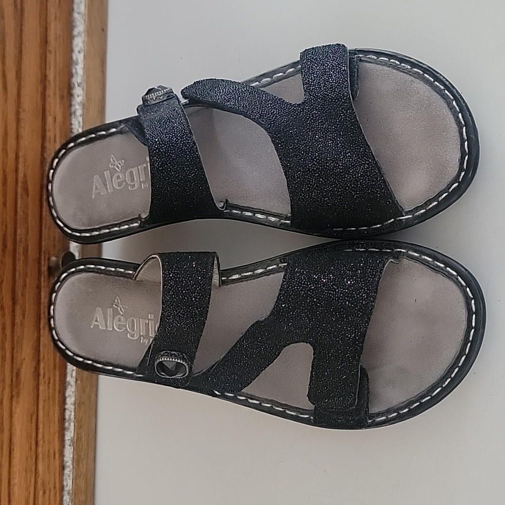 Alegria Elegant Black Women's Sandals Shoes 36 6 6.5 Leather - Picture 2 of 10
